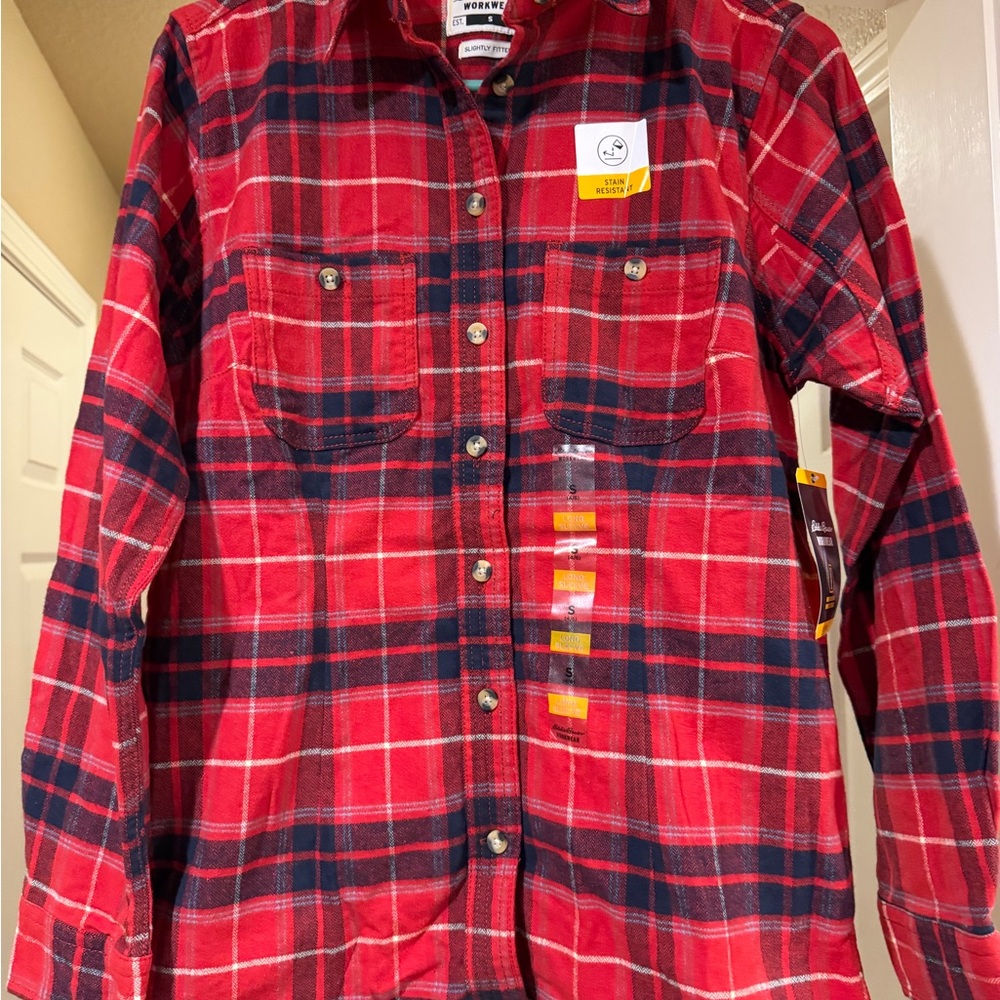 Eddie Bauer Red and Black Plaid Men's Shirt